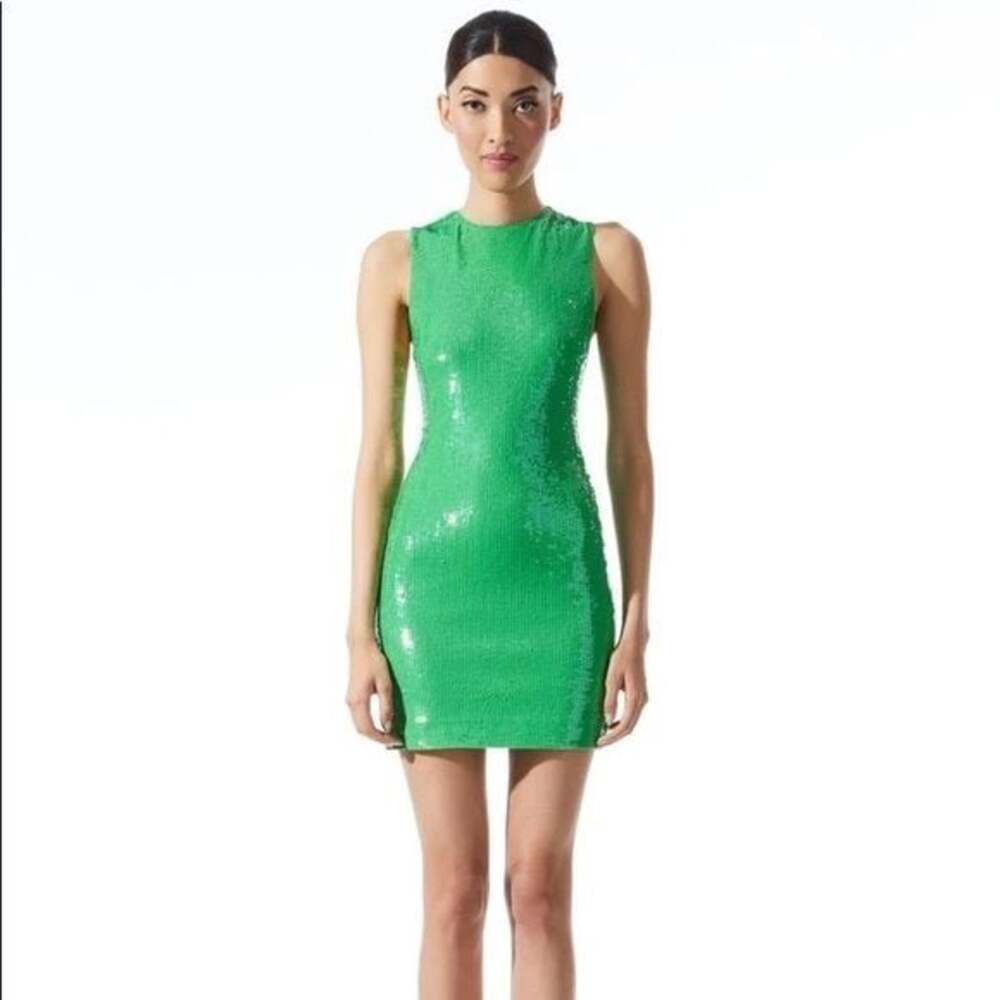 alice + olivia Delora Sleeveless Sequin Mini Dress Garden Green Size 2